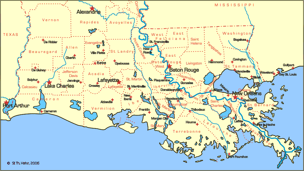 Administrative Karte Louisianas